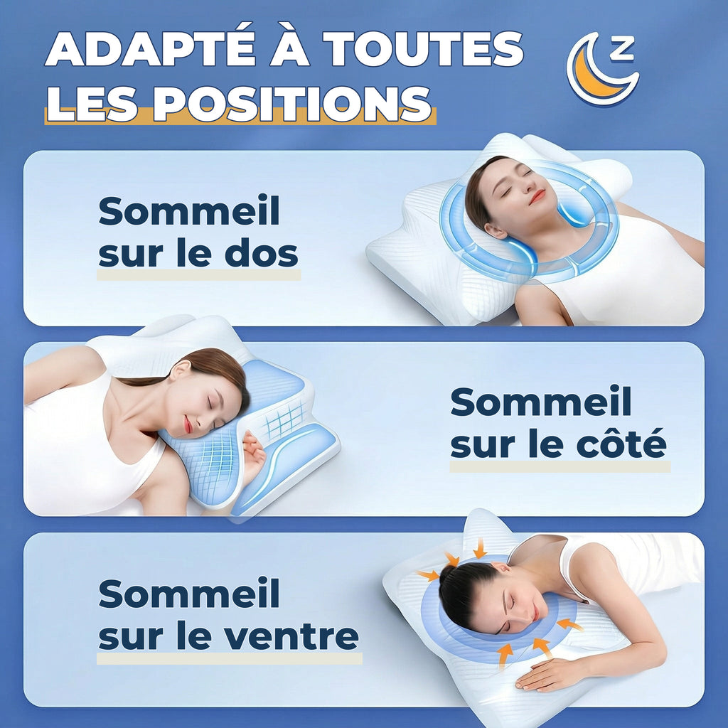 Oreiller cervical ergonomique en mousse à mémoire de forme – vue 3