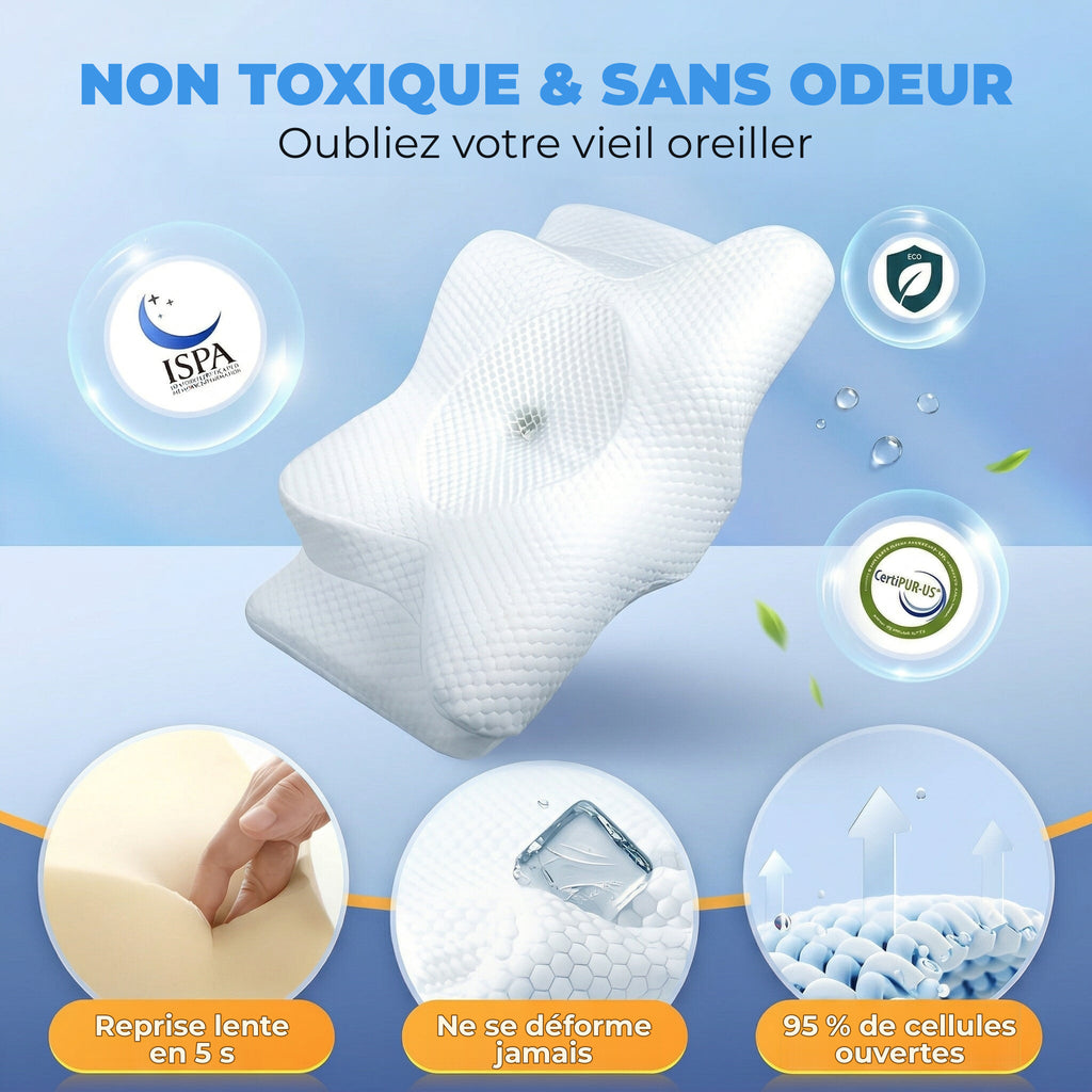 Oreiller cervical ergonomique en mousse à mémoire de forme – vue 4
