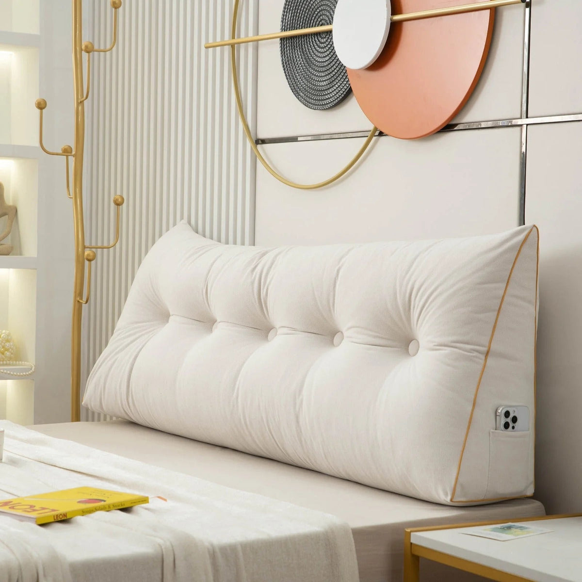 Coussin tête de lit capitonné à passepoil – vue 3